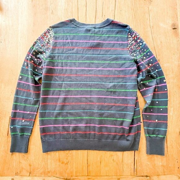 NWT! Halogen x Atlantic-Pacific Confetti Metallic Stripe Sweater, Large - Picture 4 of 4